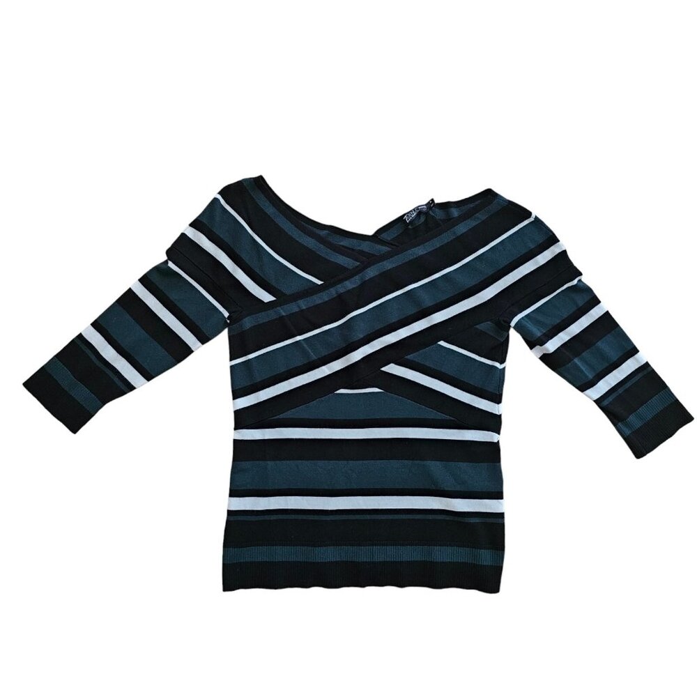 New York & Co 7th Avenue Design Studio V-Neck Sweater XL Multicolor Striped